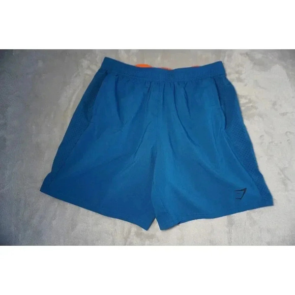 Gymshark Shorts Mens Large Blue/Orange Arrival 7" Inseam Workout Performance - Picture 1 of 13